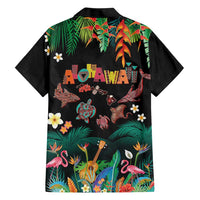 Hawaiian Alohawaii Family Matching Short Sleeve Bodycon Dress and Hawaiian Shirt Tribal Sea Animals Tattoo and Tropical Plants LT03 - Polynesian Pride