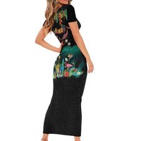 Hawaiian Alohawaii Family Matching Short Sleeve Bodycon Dress and Hawaiian Shirt Tribal Sea Animals Tattoo and Tropical Plants LT03 - Polynesian Pride