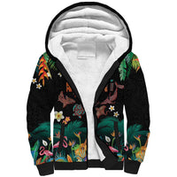 Hawaiian Alohawaii Sherpa Hoodie Tribal Sea Animals Tattoo and Tropical Plants LT03 Unisex Black - Polynesian Pride