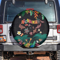 Hawaiian Alohawaii Spare Tire Cover Tribal Sea Animals Tattoo and Tropical Plants LT03 Black - Polynesian Pride