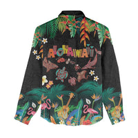 Hawaiian Alohawaii Women Casual Shirt Tribal Sea Animals Tattoo and Tropical Plants LT03 - Polynesian Pride