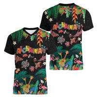 Hawaiian Alohawaii Women V-Neck T-Shirt Tribal Sea Animals Tattoo and Tropical Plants LT03 - Polynesian Pride