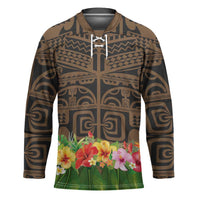 Hawaiian Hula Costume Hockey Jersey Tribal Tattoo and Tropical Plants Skirt - Polynesian Pride