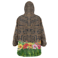 Hawaiian Hula Costume Wearable Blanket Hoodie Tribal Tattoo and Tropical Plants Skirt LT03 - Polynesian Pride