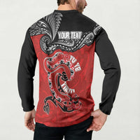 Personalised Aotearoa Toitu Te Tiriti Button Sweatshirt Taniwha Tribal Motifs