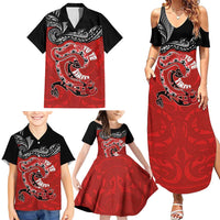 Personalised Aotearoa Toitu Te Tiriti Family Matching Summer Maxi Dress and Hawaiian Shirt Taniwha Tribal Motifs LT03 - Polynesian Pride