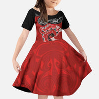 Personalised Aotearoa Toitu Te Tiriti Family Matching Tank Maxi Dress and Hawaiian Shirt Taniwha Tribal Motifs LT03 Daughter's Dress Multicolor - Polynesian Pride