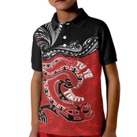 Personalised Aotearoa Toitu Te Tiriti Kid Polo Shirt Taniwha Tribal Motifs