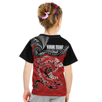Personalised Aotearoa Toitu Te Tiriti Kid T Shirt Taniwha Tribal Motifs