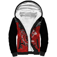Personalised Aotearoa Toitu Te Tiriti Sherpa Hoodie Taniwha Tribal Motifs