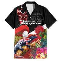 Aotearoa Toitu Te Tiriti Family Matching Off Shoulder Short Dress and Hawaiian Shirt Waitangi-Honour The Treaty NZ Tuatara and Plants LT03 Dad's Shirt - Short Sleeve Multicolor - Polynesian Pride
