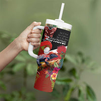 Aotearoa Toitu Te Tiriti Tumbler With Handle Waitangi-Honour The Treaty NZ Tuatara and Plants LT03 - Polynesian Pride