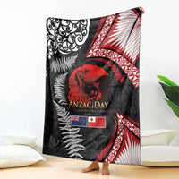 Tonga and New Zealand ANZAC Day Blanket Gallipoli Lest We Forget Ngatu Art Tribal and Maori Tattoo with Fern LT03 - Polynesian Pride