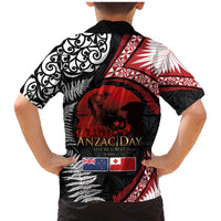 Tonga and New Zealand ANZAC Day Family Matching Mermaid Dress and Hawaiian Shirt Gallipoli Lest We Forget Ngatu Art Tribal and Maori Tattoo with Fern LT03 - Polynesian Pride