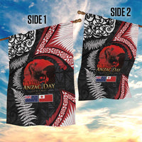 Tonga and New Zealand ANZAC Day Garden Flag Gallipoli Lest We Forget Ngatu Art Tribal and Maori Tattoo with Fern LT03