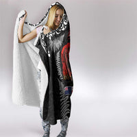 Tonga and New Zealand ANZAC Day Hooded Blanket Gallipoli Lest We Forget Ngatu Art Tribal and Maori Tattoo with Fern LT03