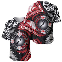 Tonga and New Zealand Together Baseball Jersey Ngatu Art Tribal Maori Tattoo and Silver Fern LT03 - Polynesian Pride