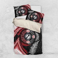 Tonga and New Zealand Together Bedding Set Ngatu Art Tribal Maori Tattoo and Silver Fern