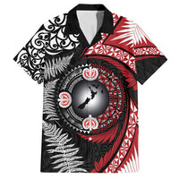 Tonga and New Zealand Together Family Matching Long Sleeve Bodycon Dress and Hawaiian Shirt Ngatu Art Tribal Maori Tattoo and Silver Fern LT03 Dad's Shirt - Short Sleeve Black - Polynesian Pride
