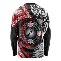 Tonga and New Zealand Together Long Sleeve Shirt Ngatu Art Tribal Maori Tattoo and Silver Fern LT03 - Polynesian Pride
