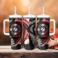 Tonga and New Zealand Together Tumbler With Handle Ngatu Art Tribal-Maori Tattoo and Silver Fern