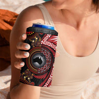 Tonga and Australia Together 4 in 1 Can Cooler Tumbler Ngatu Art Tribal-Aboriginal Tattoo Pattern