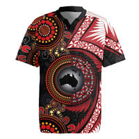 Tonga and Australia Together Rugby Jersey Ngatu Art Tribal Aboriginal Tattoo Pattern