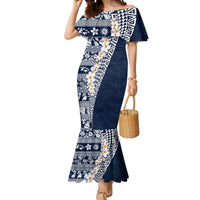 Hawaii Plumeria Tribal Vintage Mermaid Dress Special Blue LT03 Women Blue - Polynesian Pride
