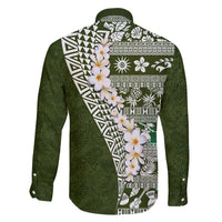 Hawaii Plumeria Tribal Vintage Family Matching Mermaid Dress and Hawaiian Shirt Special Green LT03 - Polynesian Pride