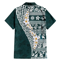 Hawaii Plumeria Tribal Vintage Family Matching Puletasi and Hawaiian Shirt Special Turquoise LT03 - Polynesian Pride