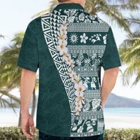 Hawaii Plumeria Tribal Vintage Hawaiian Shirt Special Turquoise