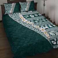Hawaii Plumeria Tribal Vintage Quilt Bed Set Special Turquoise