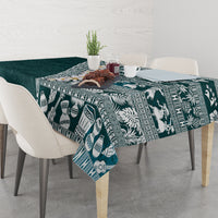 Hawaii Plumeria Tribal Vintage Tablecloth Special Turquoise