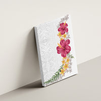 Hawaiian Plumeria and Hibiscus Canvas Wall Art White Mode