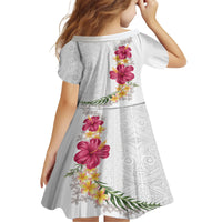 Hawaiian Plumeria and Hibiscus Family Matching Off Shoulder Maxi Dress and Hawaiian Shirt White Mode