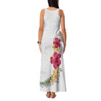 Hawaiian Plumeria and Hibiscus Family Matching Tank Maxi Dress and Hawaiian Shirt White Mode