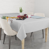 Hawaiian Plumeria and Hibiscus Tablecloth White Mode