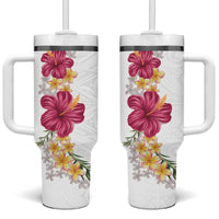 Hawaiian Plumeria and Hibiscus Tumbler With Handle White Mode