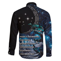 New Zealand Tui Bird Family Matching Off Shoulder Maxi Dress and Hawaiian Shirt Matariki Poetry Pattern Galaxy Style LT03 - Polynesian Pride