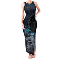 New Zealand Tui Bird Family Matching Tank Maxi Dress and Hawaiian Shirt Matariki Poetry Pattern Galaxy Style