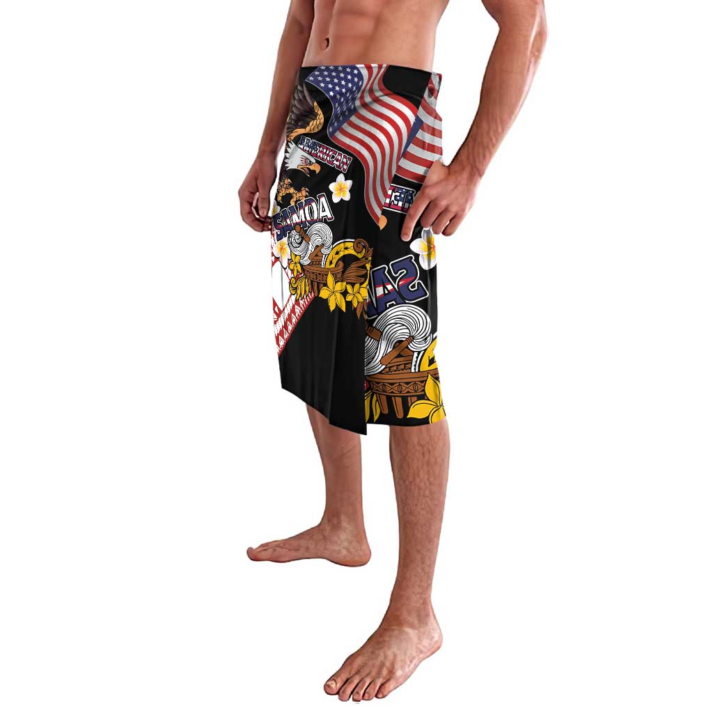 United States and American Samoa Together Lavalava Bald Eagle and Polynesian Traditional Culture with Plumeria LT03 - Polynesian Pride