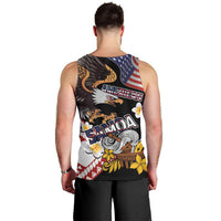 United States and American Samoa Together Men Tank Top Bald Eagle and Polynesian Traditional Culture with Plumeria