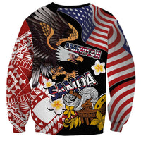 United States and American Samoa Together Sweatshirt Bald Eagle and Polynesian Traditional Culture with Plumeria