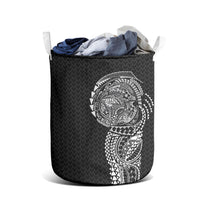 Hawaiian Traditional Tattoos Laundry Basket Kakau Tribal Tropical Plant Motif Black Color LT03 - Polynesian Pride