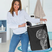 Hawaiian Traditional Tattoos Laundry Basket Kakau Tribal Tropical Plant Motif Black Color LT03 - Polynesian Pride