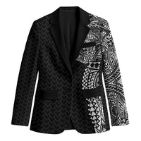 Hawaiian Traditional Tattoos Blazer Kakau Tribal Tropical Plant Motif Black Color