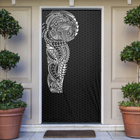 Hawaiian Traditional Tattoos Door Cover Kakau Tribal Tropical Plant Motif Black Color LT03 Black - Polynesian Pride
