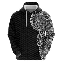 Hawaiian Traditional Tattoos Hoodie Kakau Tribal Tropical Plant Motif Black Color LT03 - Polynesian Pride