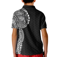 Hawaiian Traditional Tattoos Kid Polo Shirt Kakau Tribal Tropical Plant Motif Black Color LT03 - Polynesian Pride