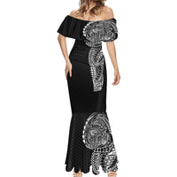 Hawaiian Traditional Tattoos Mermaid Dress Kakau Tribal Tropical Plant Motif Black Color LT03 - Polynesian Pride